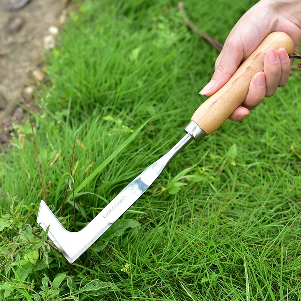 Crack Weeder Crevice Tool - Stainless Steel L-Shaped Blade & Beech Handle - Image 3