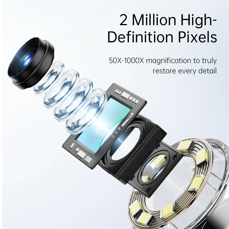 4.3 Inch Digital Microscope | 50X-1000X Magnification | 2MP HD Camera & 8 LED Lights - Image 5