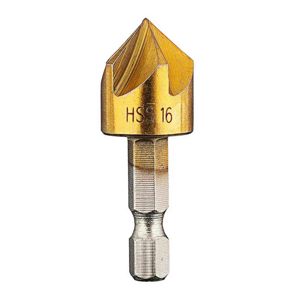 6pcs 6mm-19mm 5 Flute Countersink Drill Bit Set | 90 Degree Chamfer Cutter | 1/4 Inch Hex Shank - Image 5