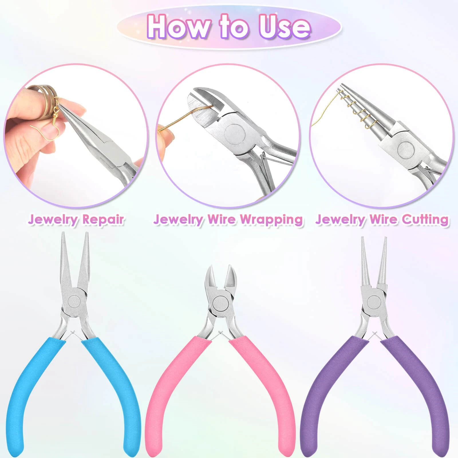 Jewelry Pliers Set - Needle Nose, Round Nose & Cutters - High-Quality Steel with Non-Slip Handles - Image 5