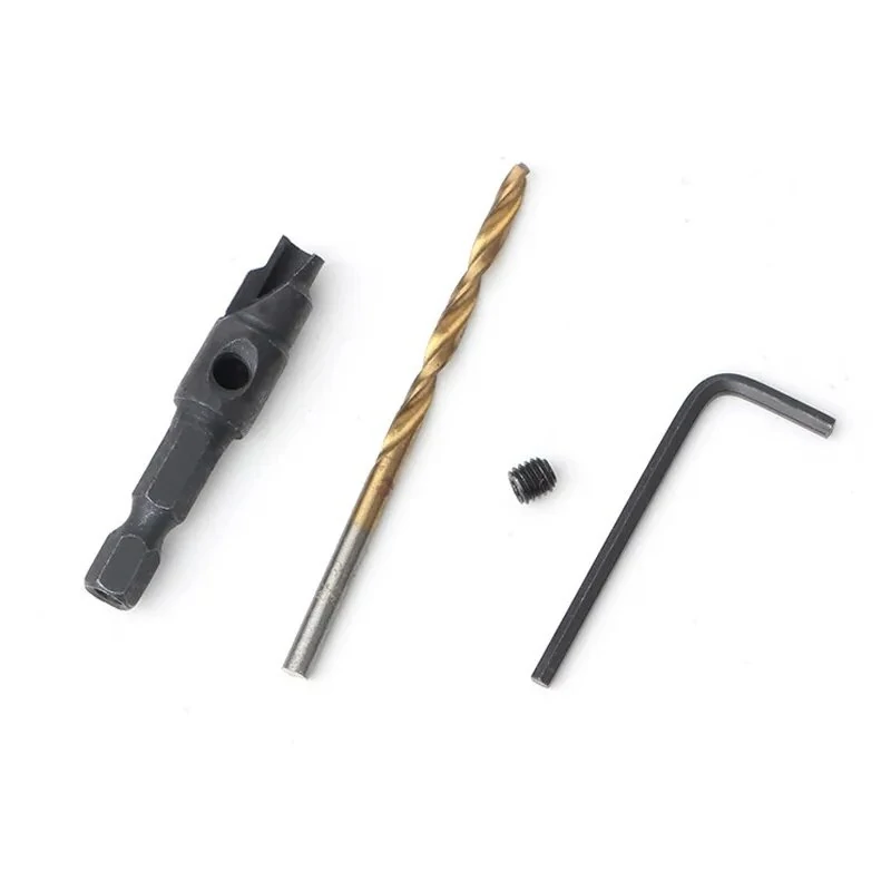 5PCS Countersink Drill Bit Set with Wrench | #5 #6 #8 #10 #12 Screw Sizes | Hex Shank Woodworking Tools - Image 3