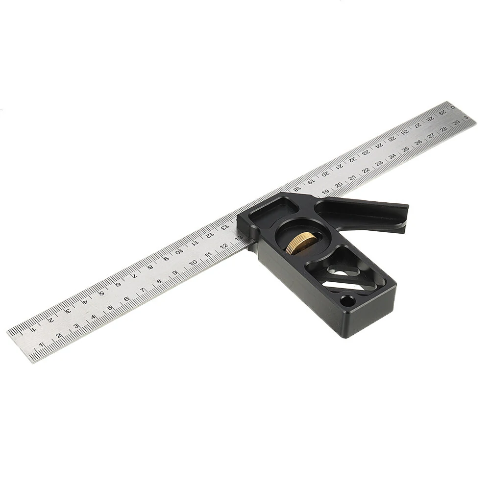 ENJOYWOOD 300mm Aluminum Combination Square | 45/90 Degree Angle Ruler & Scriber - Image 3