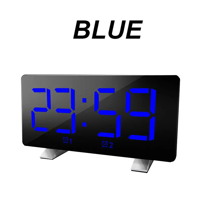 Mirror Digital LED Alarm Clock with Snooze - USB Powered & Night Mode Display - Image 2