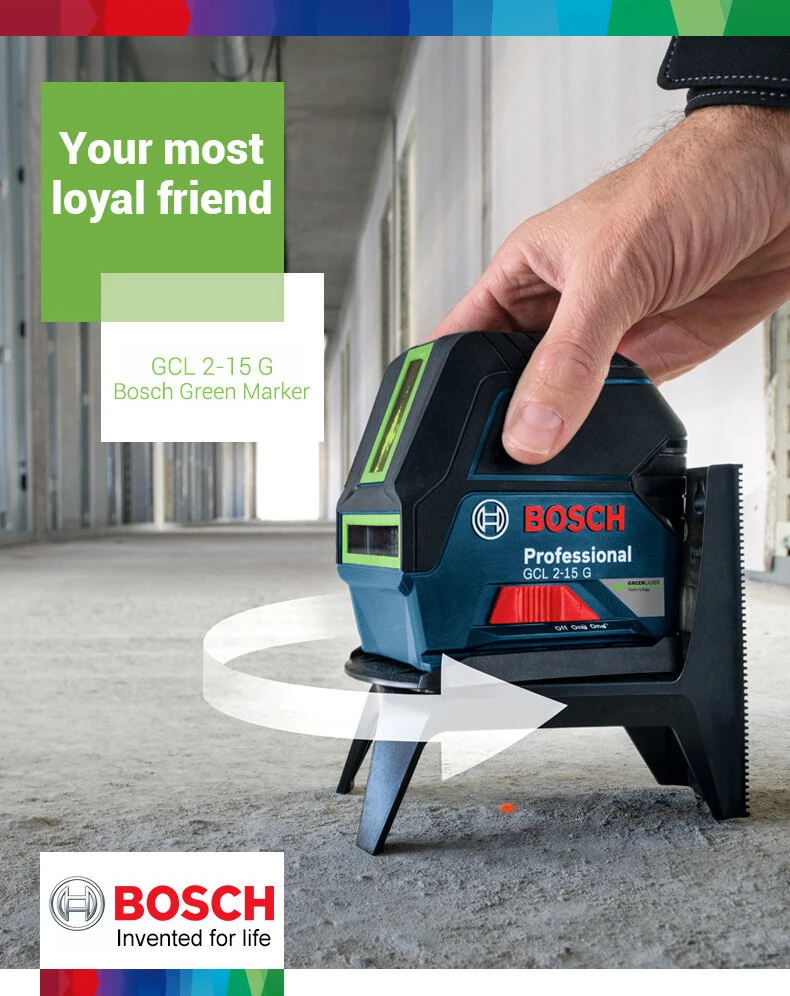 BOSCH GCL2-15G Green Beam Self-Leveling Laser Level | 2-Line Cross Line for Indoor & Outdoor - Image 2