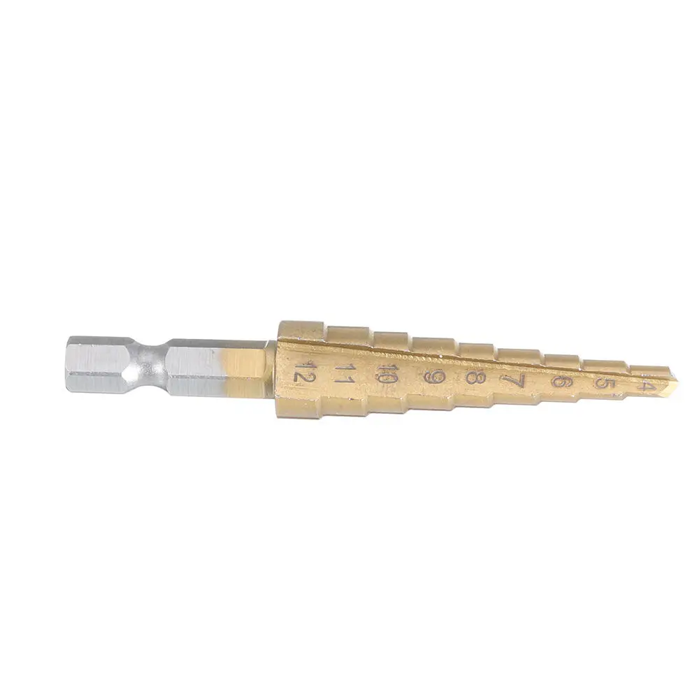 HSS Titanium Step Drill Bit | 4-12mm Cone Hole Cutter | Hex Shank - Image 5