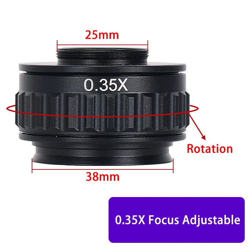 C Mount Lens Adapter - 0.35X & 0.5X Focus Adjustable for Trinocular Stereo Microscope - Image 5