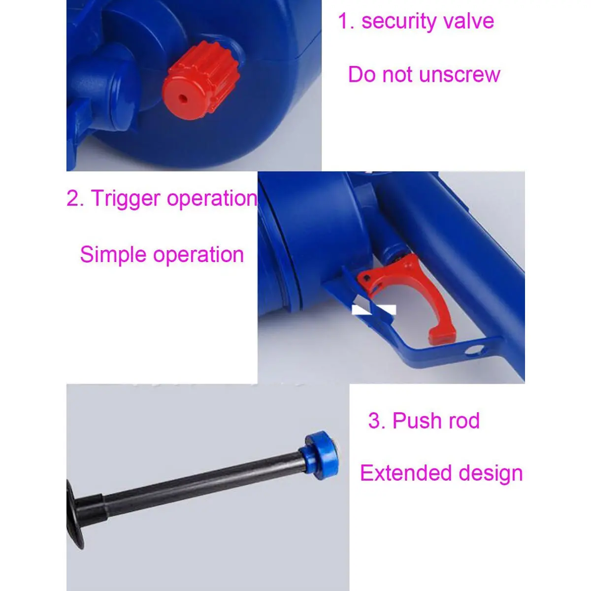 High Pressure Air Drain Blaster Pump - Toilet Sink Pipe Clog Remover Cleaner Tool - Image 4