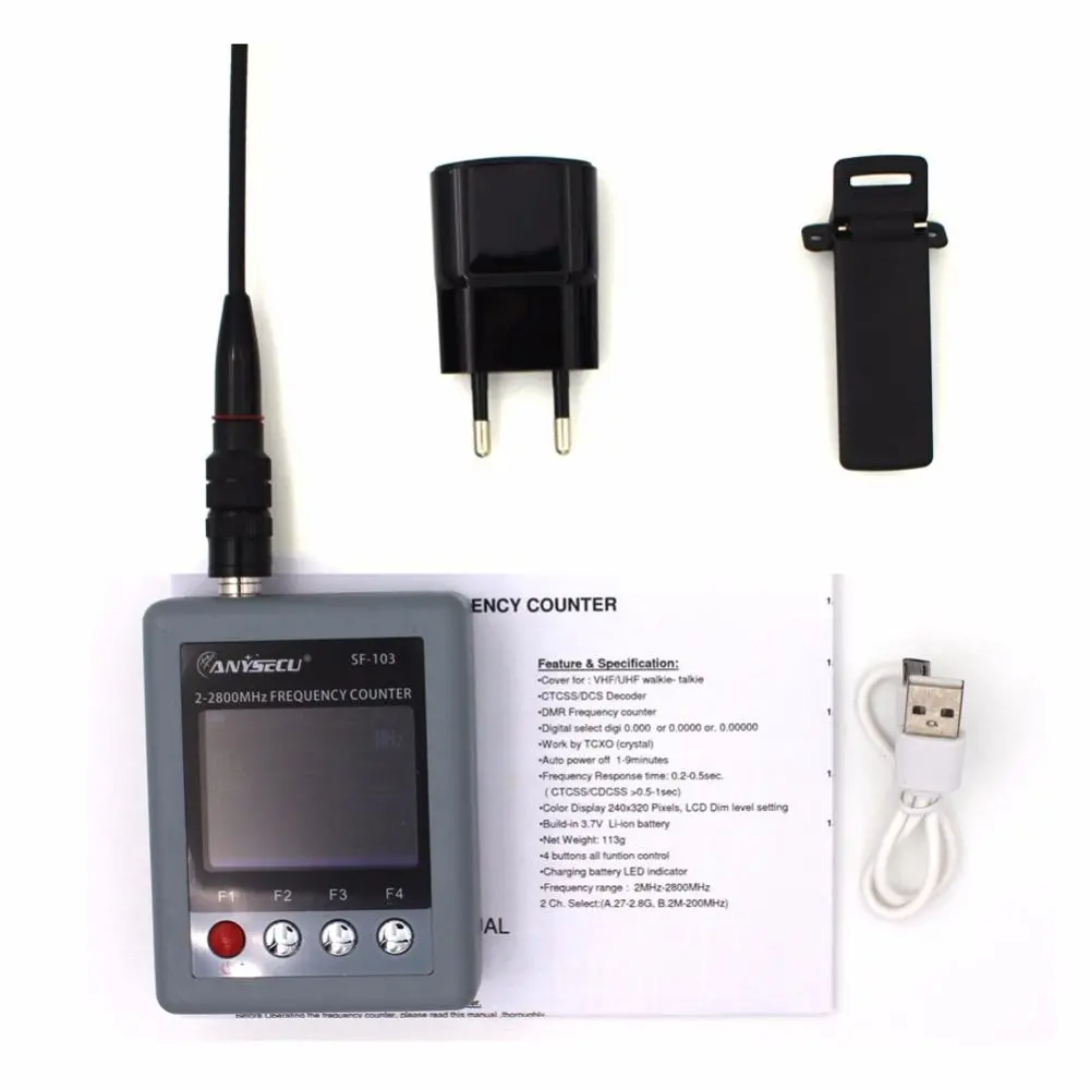 Anysecu SF103 Portable Frequency Counter | 2MHz-2800MHz | CTCSS/DCS & DMR Testable - Image 4