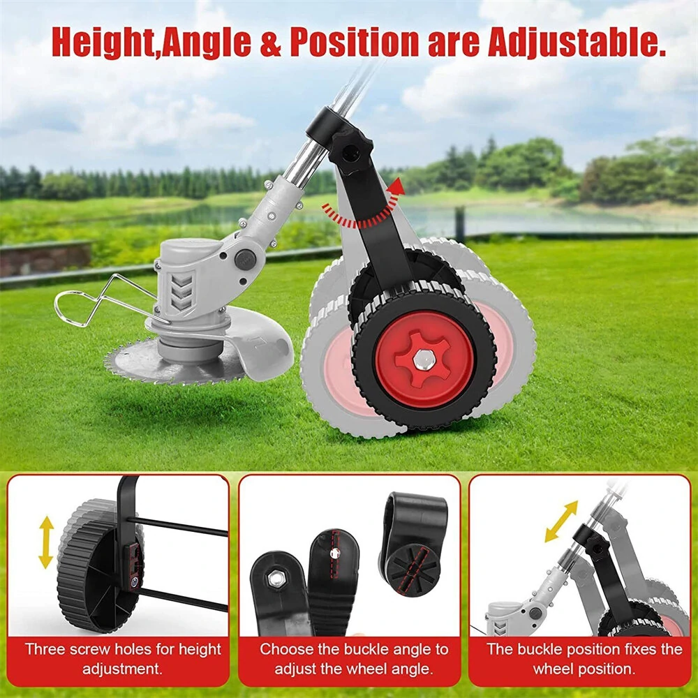 Universal String Trimmer - Adjustable Support Wheels Set for Cordless Grass Trimmer - Image 4