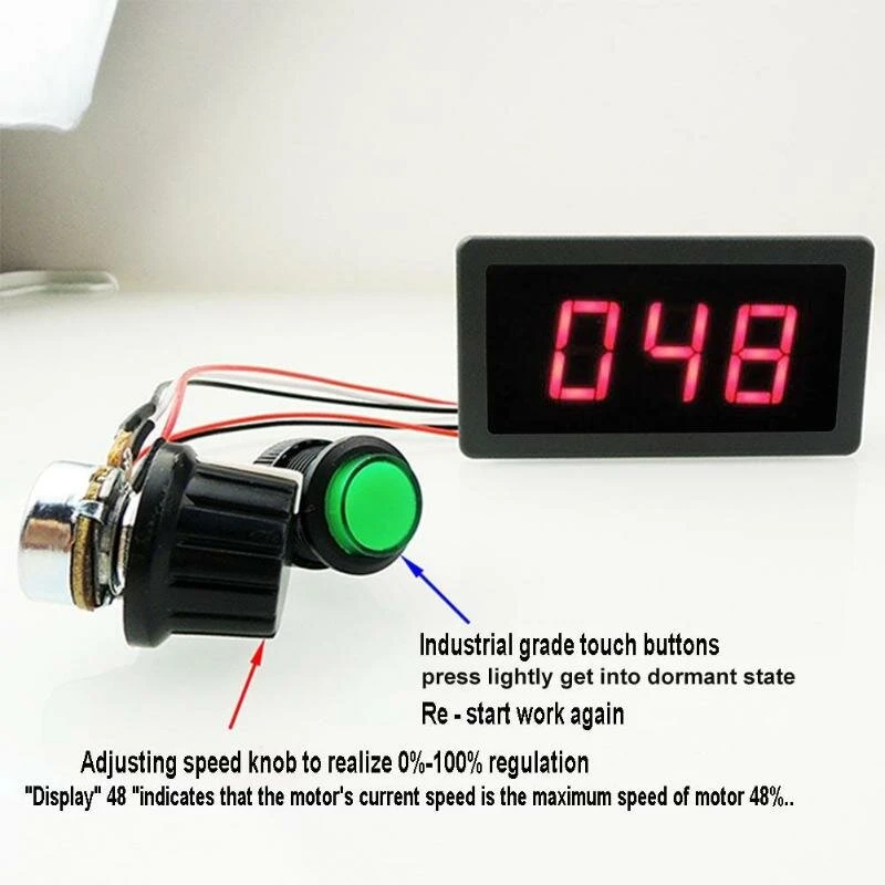 CCM5D 240W PWM DC Motor Controller - 6V 12V 24V Variable Speed Regulator | 0.56 LED Display - Image 2
