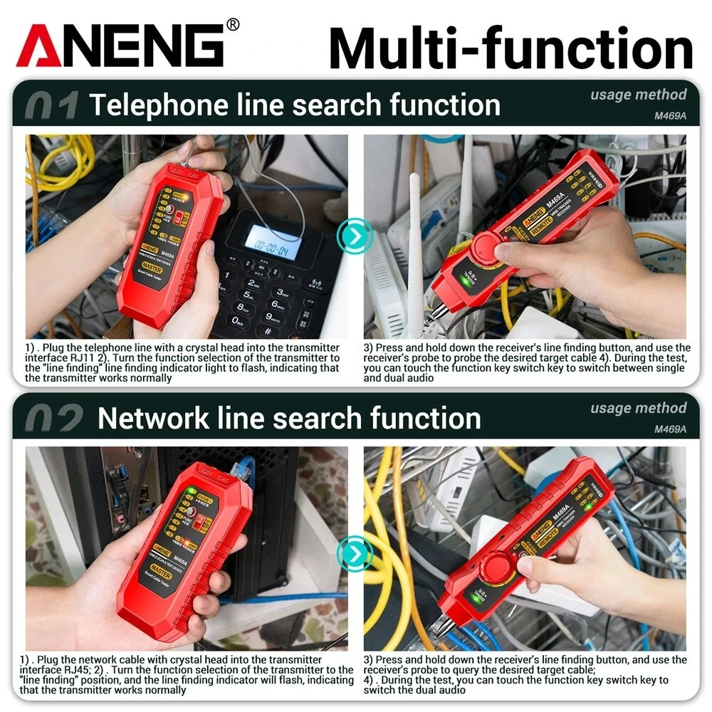 ANENG M469A Smart Network Cable Tester | RJ45 RJ11 LAN Wire Tracker & Finder - Image 5