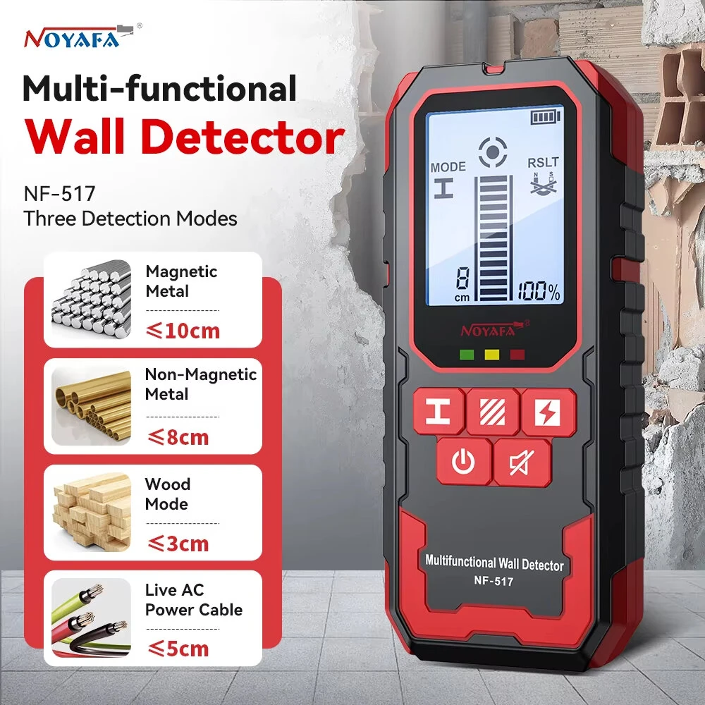 NOYAFA NF-517 Wall Detector - Laser Rangefinder & Digital Level | 2.4 Screen, Type-C Charging - Image 2