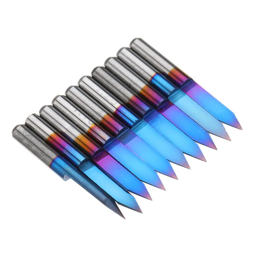 Drillpro 10pcs Blue Nano Coated Carbide Engraving Bits | 0.1mm 0.2mm 40 Degree - Image 4