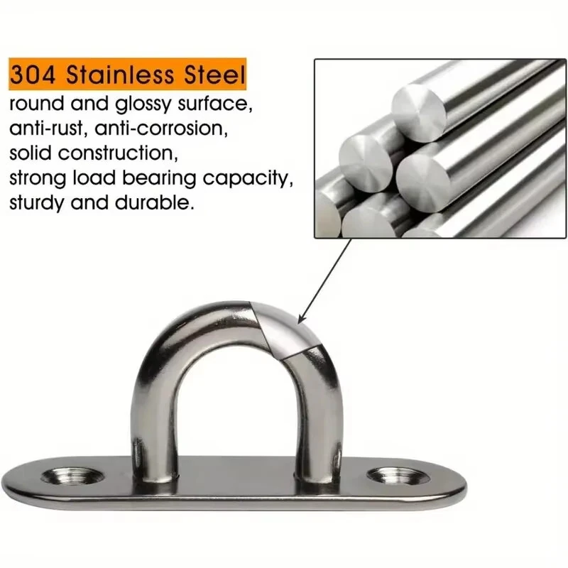 Marine Grade 304 Stainless Steel Oval Eye Plate - 90 lbs Load Capacity for Shade Sail & Boat Rigging - Image 2