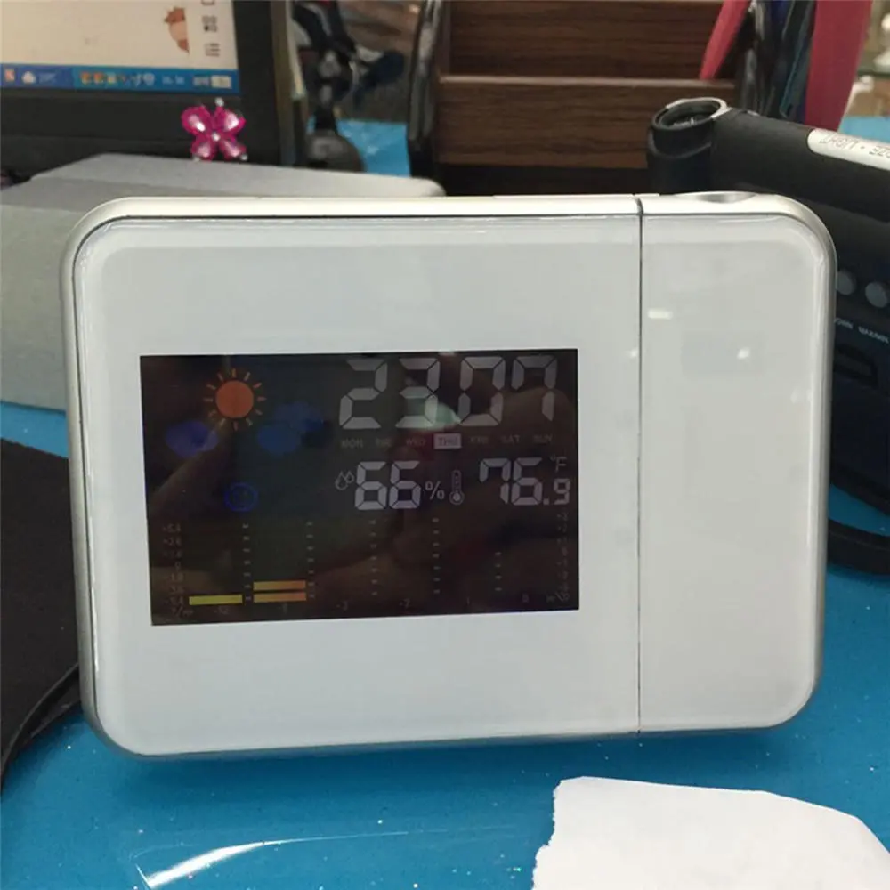 A84503 Digital Thermometer Clock - LCD Display with Projection & Weather - Image 3
