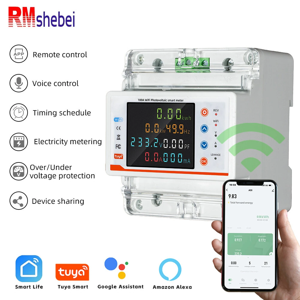 RMDZT-GFC/4P 100A WiFi MCB - Tuya Smart Remote & Voice Control LCD Energy Meter - Image 2