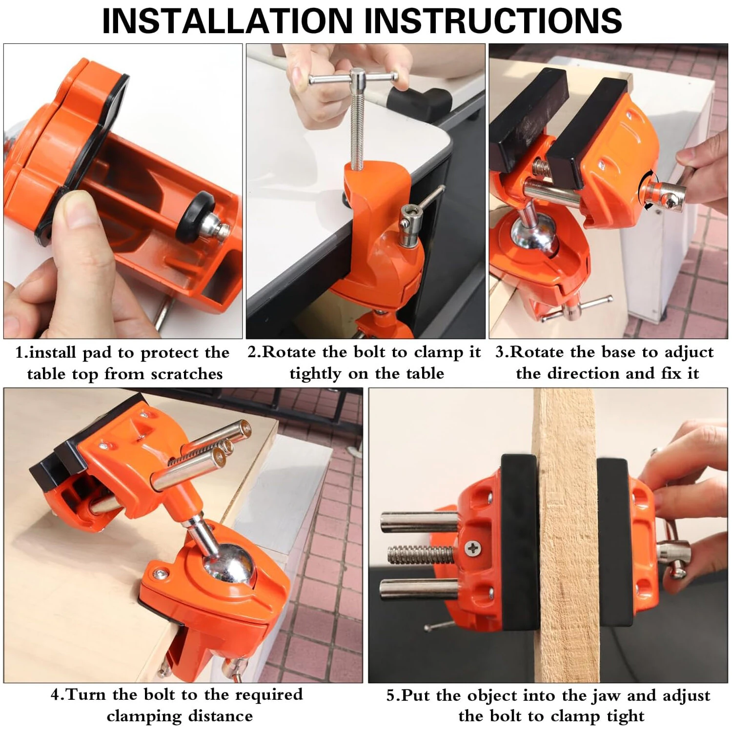 MYTEC Heavy Duty 3.5 Inch Clamp Bench Vise - 360 Swivel Base Cast Steel for Woodworking - Image 5