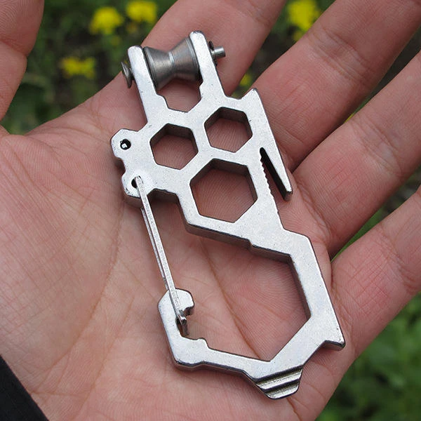 Stainless Steel EDC Carabiner Tool - Multifunction Hook & Bottle Opener - Image 2