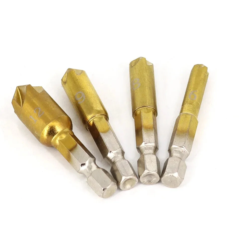 HSS 1/4 Hex Shank Chamfer Drill Bit Set - 6Pcs 90 Degree Countersink | 6mm-19mm - Image 2