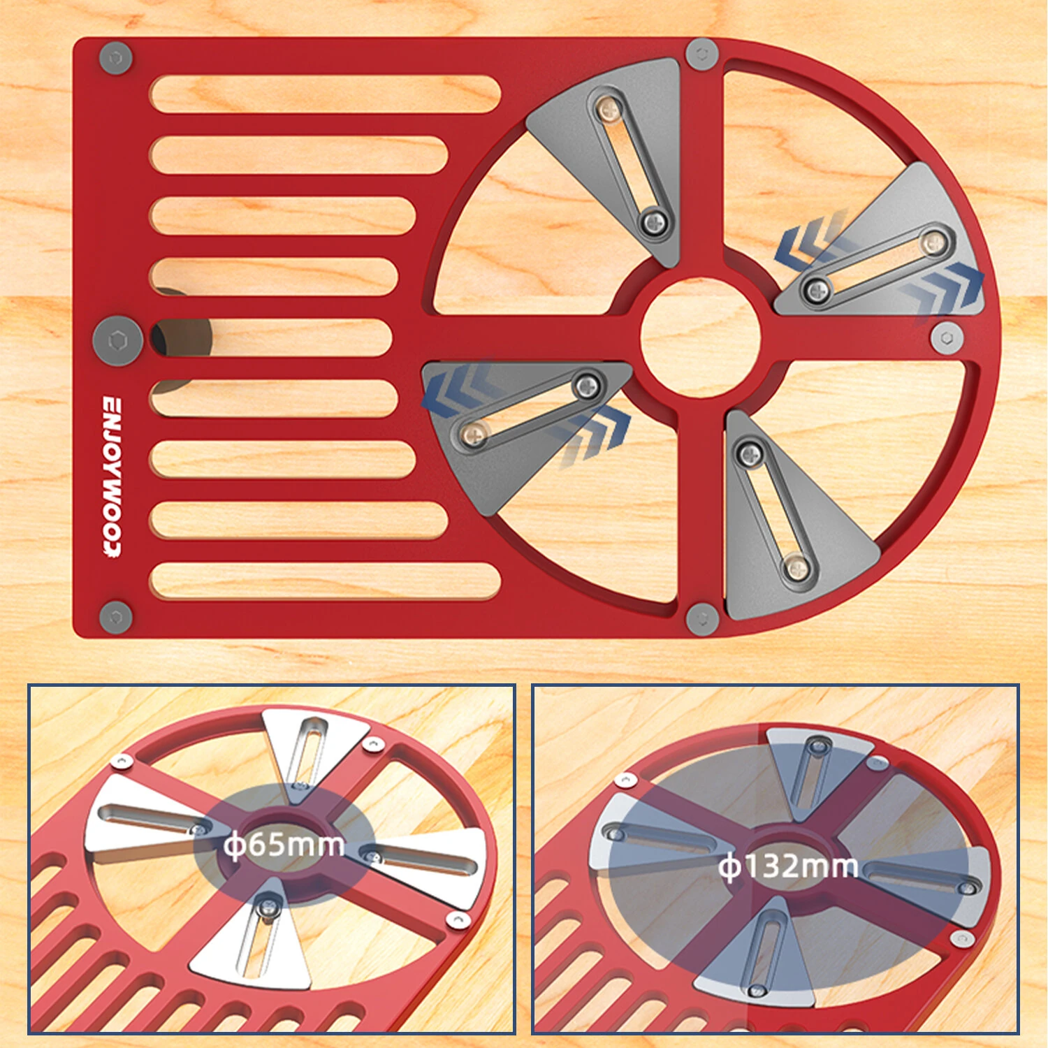 ENJOYWOOD Router Trimming Base - Adjustable Slider 65-132mm - Aluminum Alloy Workbench Plate - Image 5