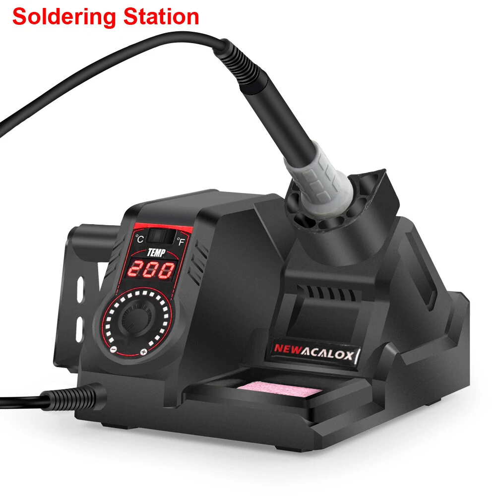 NEWACALOX 130W SMD Rework Station | 110V/220V Soldering Iron Set with Temp Adjust LCD & Desoldering Pump - Image 5