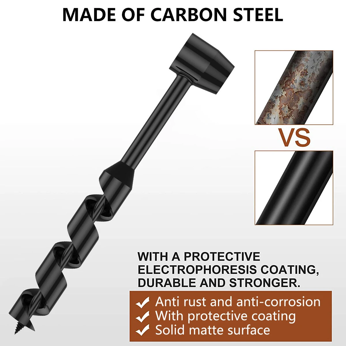 Carbon Steel Manual Auger Drill - Portable Hand Drill with 4 Size Bits | Survival Tool - Image 4