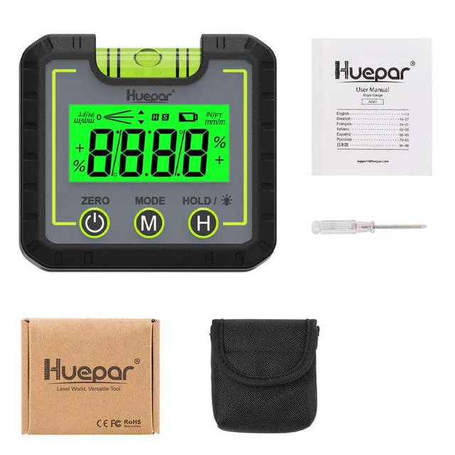 Huepal 360° Mini Digital Goniometer | V-Shaped Magnetic Base & Backlit LCD - Image 4