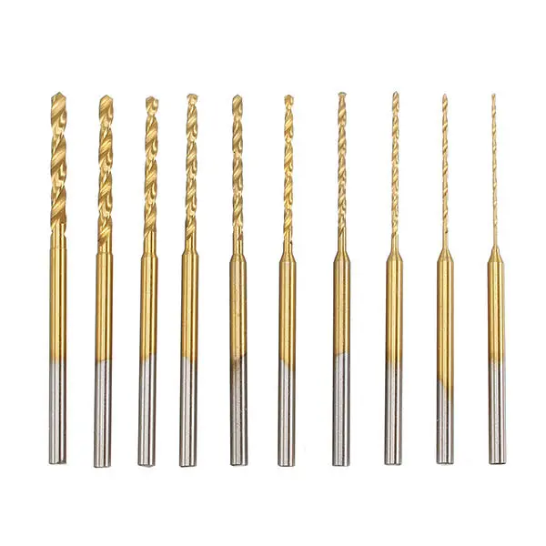 10pcs HSS Twist Drill Bits Set - Titanium Coated 0.6-2.2mm High Speed Steel - Image 4