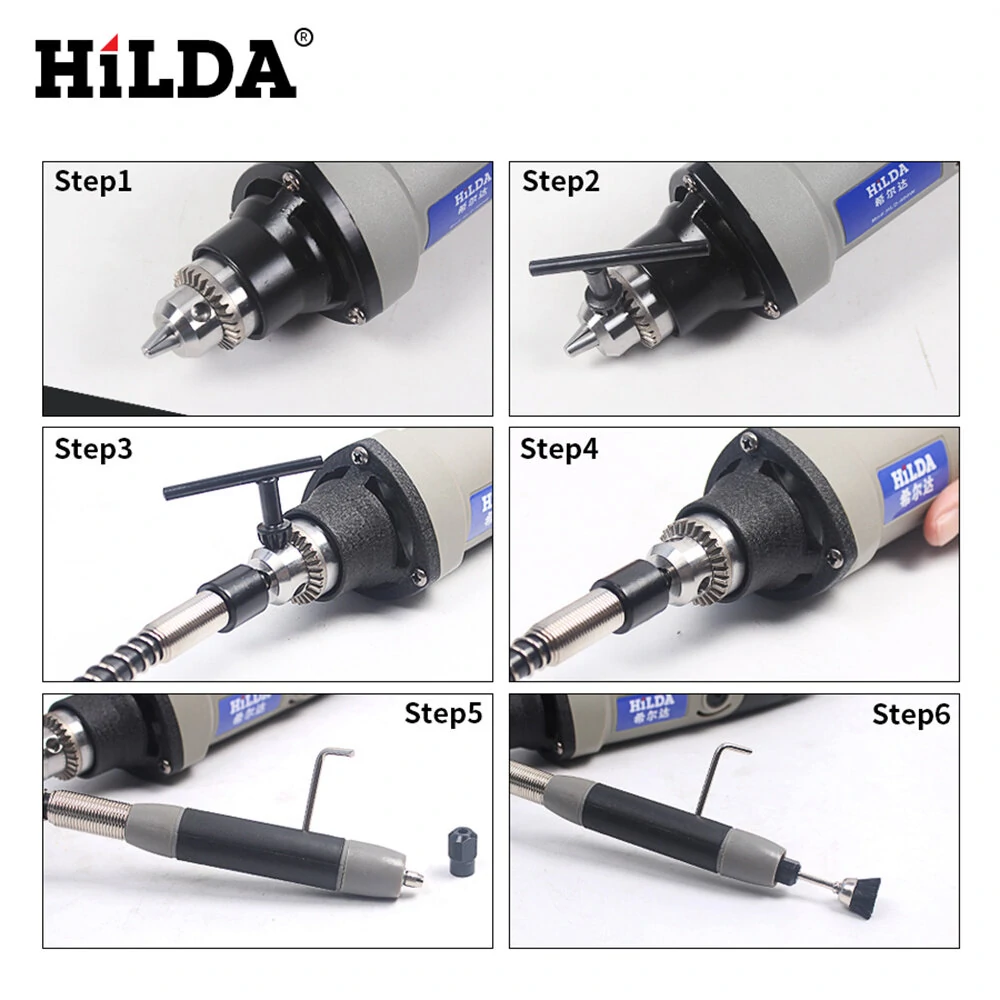 HILDA Flexible Shaft for Dremel 400W Rotary Tools | 110cm with 6 Chucks - Image 5
