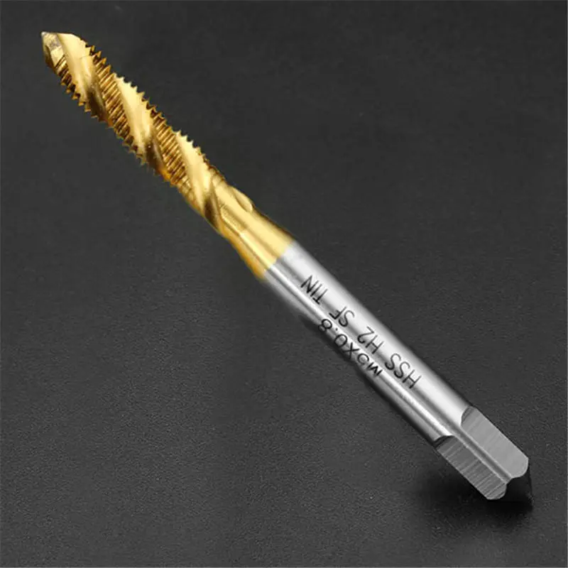 Drillpro M5x0.8 HSS Titanium Coated Spiral Fluted Screw Tap - 10pc Set - Image 5