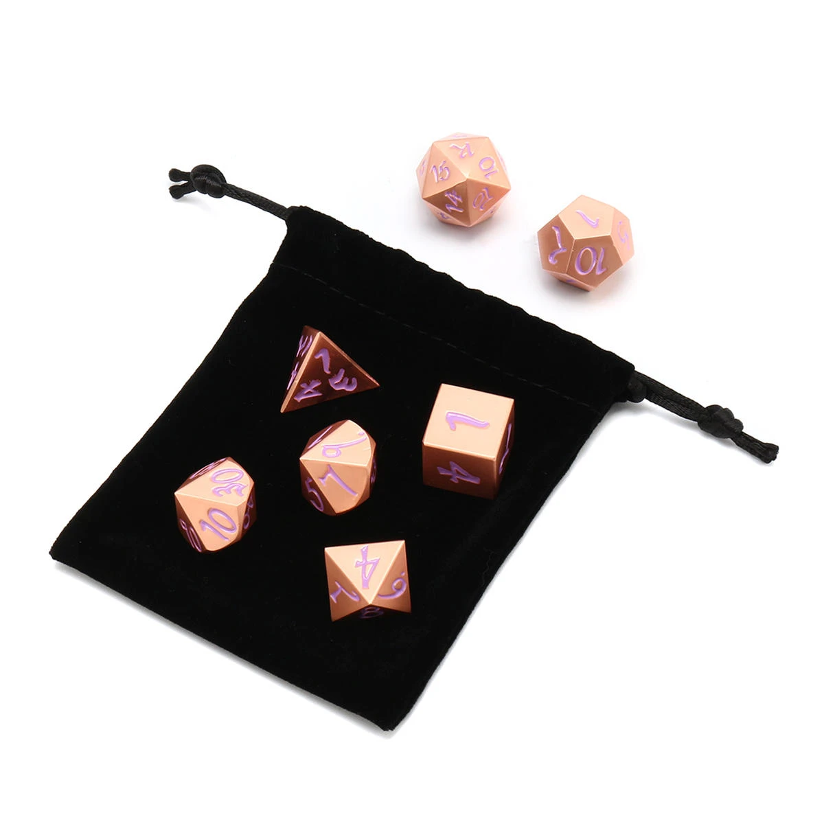Antique Metal Polyhedral Dice Set - 7Pcs Heavy Duty RPG Dice With Bag - Image 5