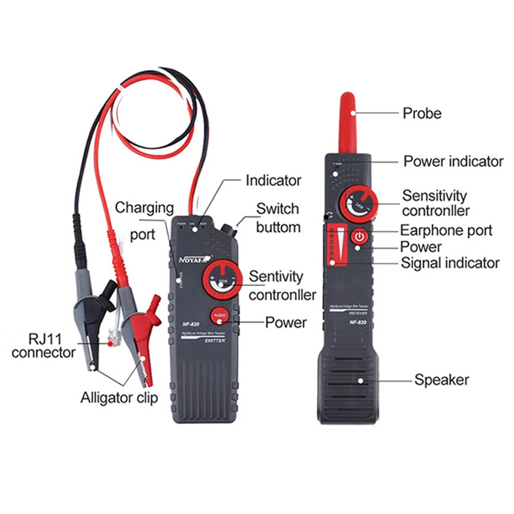 NOYAFA NF-820 Underground Cable Locator | High-Low Voltage Wire Tracker with Anti-Interference - Image 2