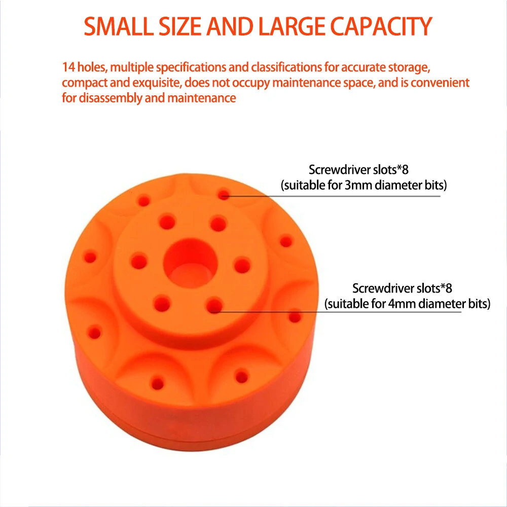 360 Rotating Magnetic Screwdriver Organizer - 14 Slot Compact Tool Storage | Orange ABS Material - Image 3
