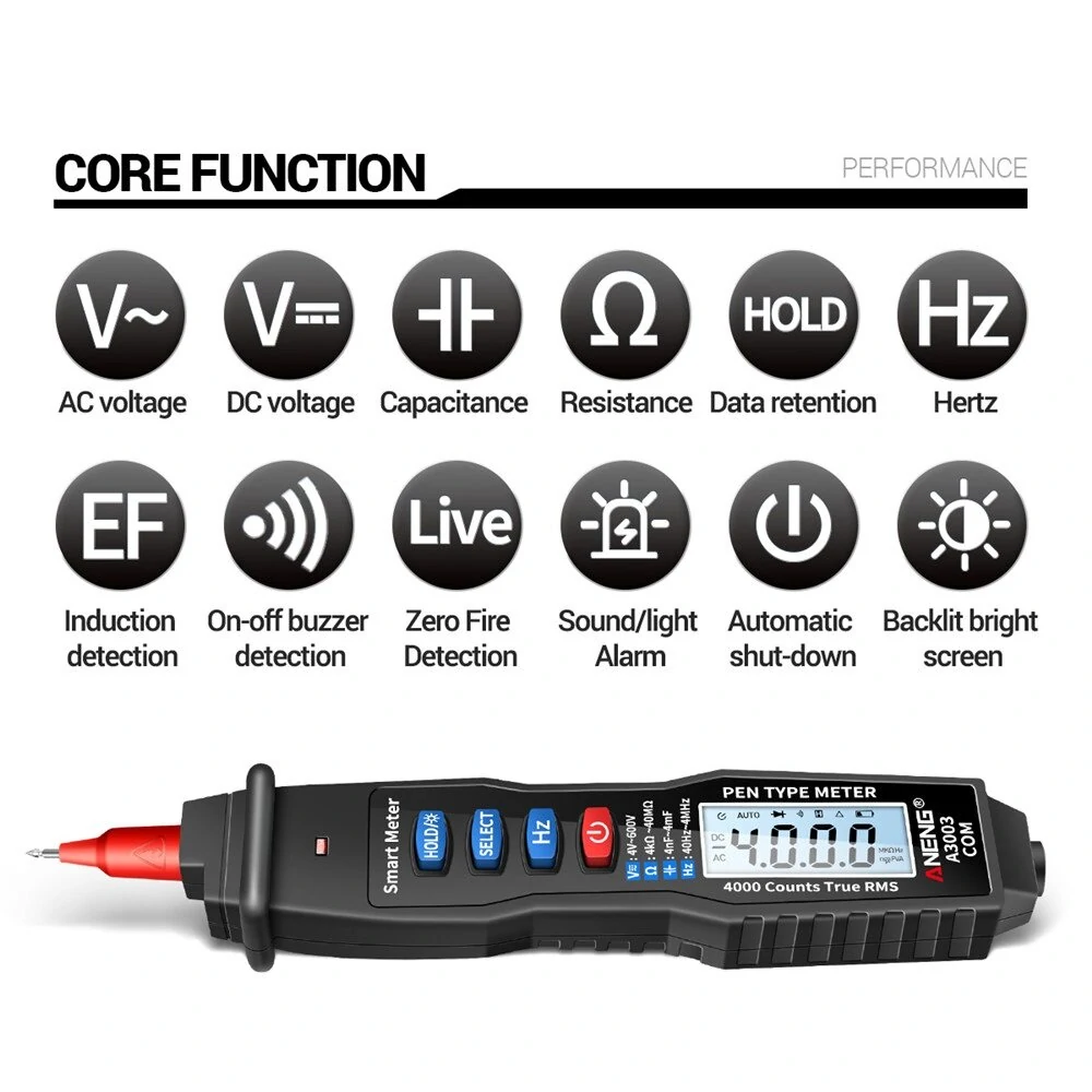 ANENG A3003 Digital Pen Multimeter - 4000 Counts, NCV, AC/DC Voltage Tester - Image 4