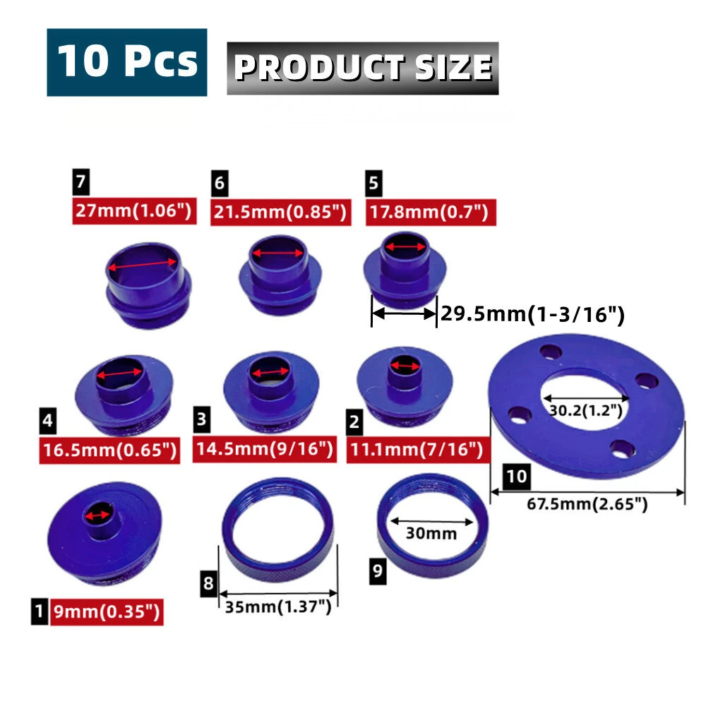 10PCS Router Template Guide Bushing Set - 8 Aluminum Bushings & 2 Lock Nuts | Woodworking - Image 2