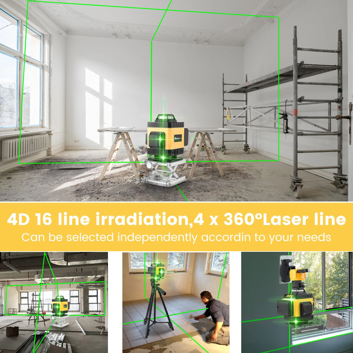 MUSTOOL 4D 16 Line Green Laser Level | Self-Leveling &plusmn;0.2mm/m | IP54 Waterproof - Image 5