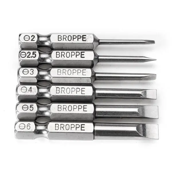 BROPPE 6Pcs Magnetic Screwdriver Bits - 50mm Flat Head Slotted 2.0-6.0mm - Image 2