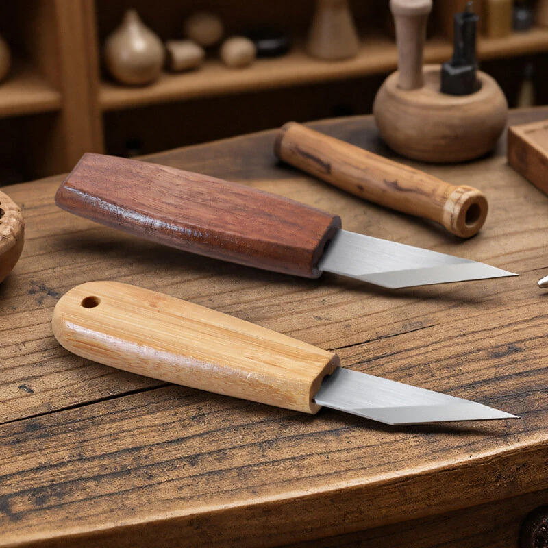 Precision Carving Knife - CRV Blade & Walnut Handle - Woodworking Sculpture Tool - Image 3