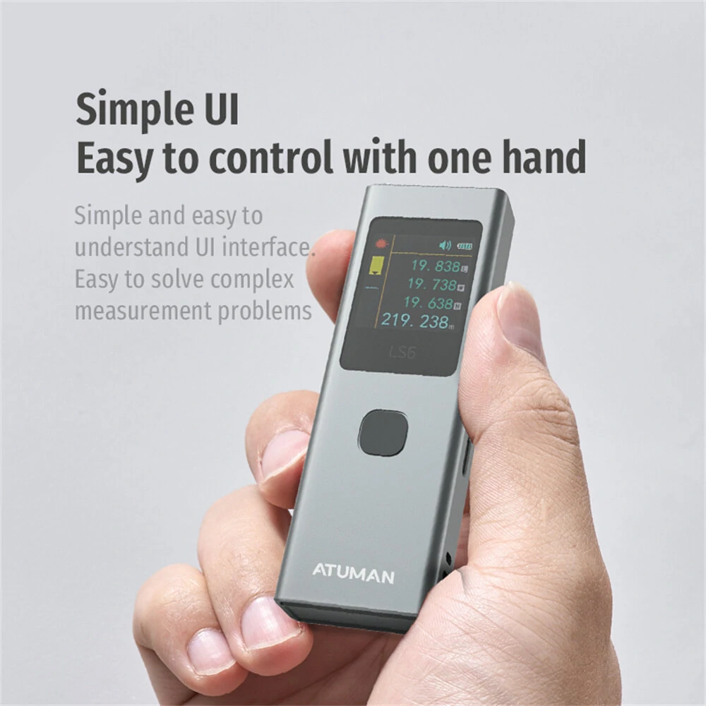 ATUMAN LS6 Laser Distance Meter | 40m Range, TFT Color Display, 300mAh Battery - Image 3