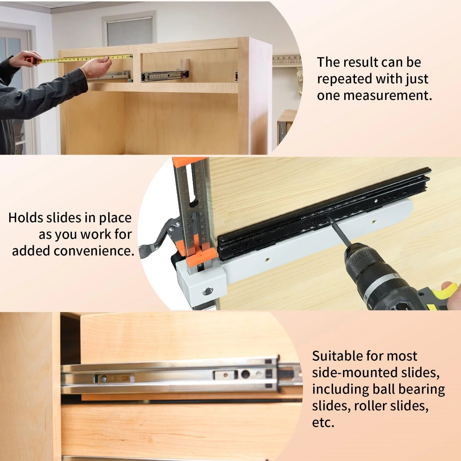 2PCS Drawer Slide Jig with Toggle Clamp | Stainless Steel Magnetic Arm & Laser Scale | Fast Accurate Cabinet Installation Tool - Image 3