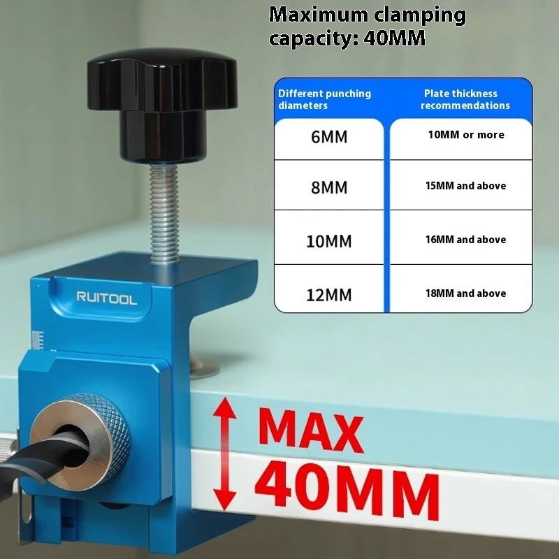 Aluminum Alloy Shelf Hole Locator Clamp - 6mm 8mm 10mm 12mm Drill Sleeve | Precision Laser Scale for Woodworking & Cabinet Assembly - Image 5