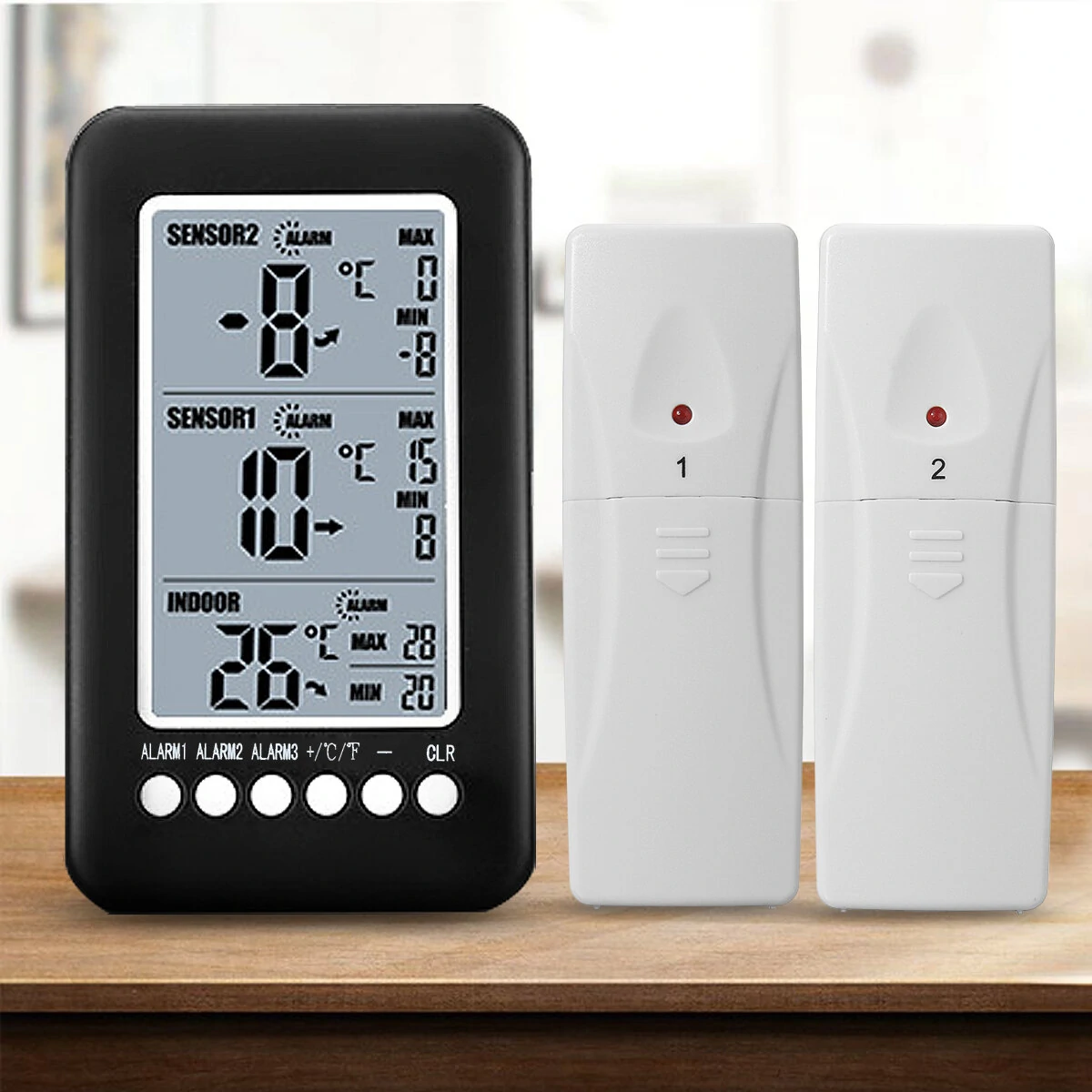Digital Indoor Outdoor Thermometer - Dual Sensor LCD Display | Max Min Alerts - Image 3