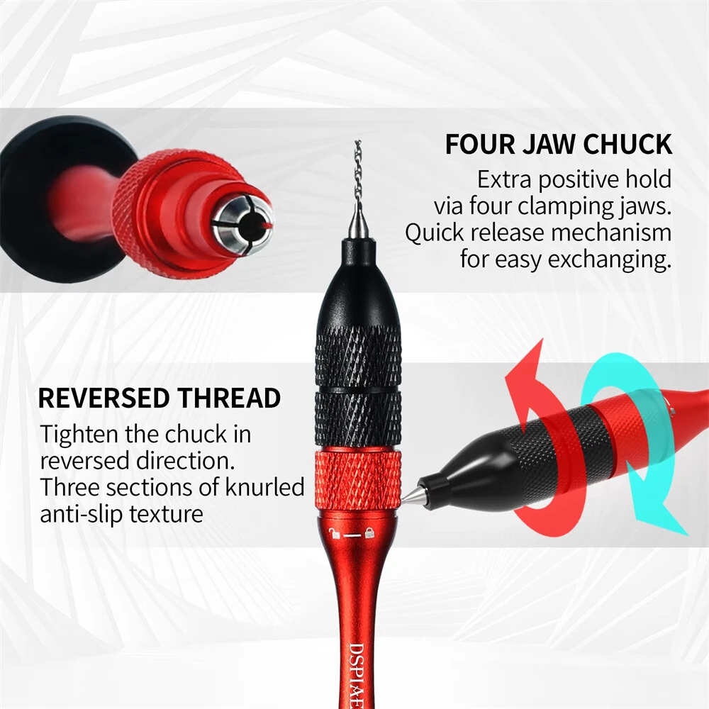 DSPIAE AT-SHD Precision Aluminum Hand Drill Set | Tungsten Steel Bits for Model Crafting - Image 4