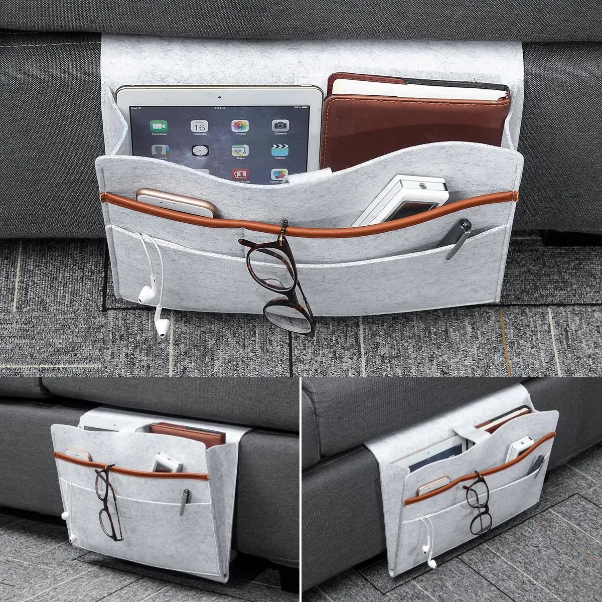 Felt Bedside Organizer - Sofa Storage Bag with Hanging Pockets | Dormitory - Image 3