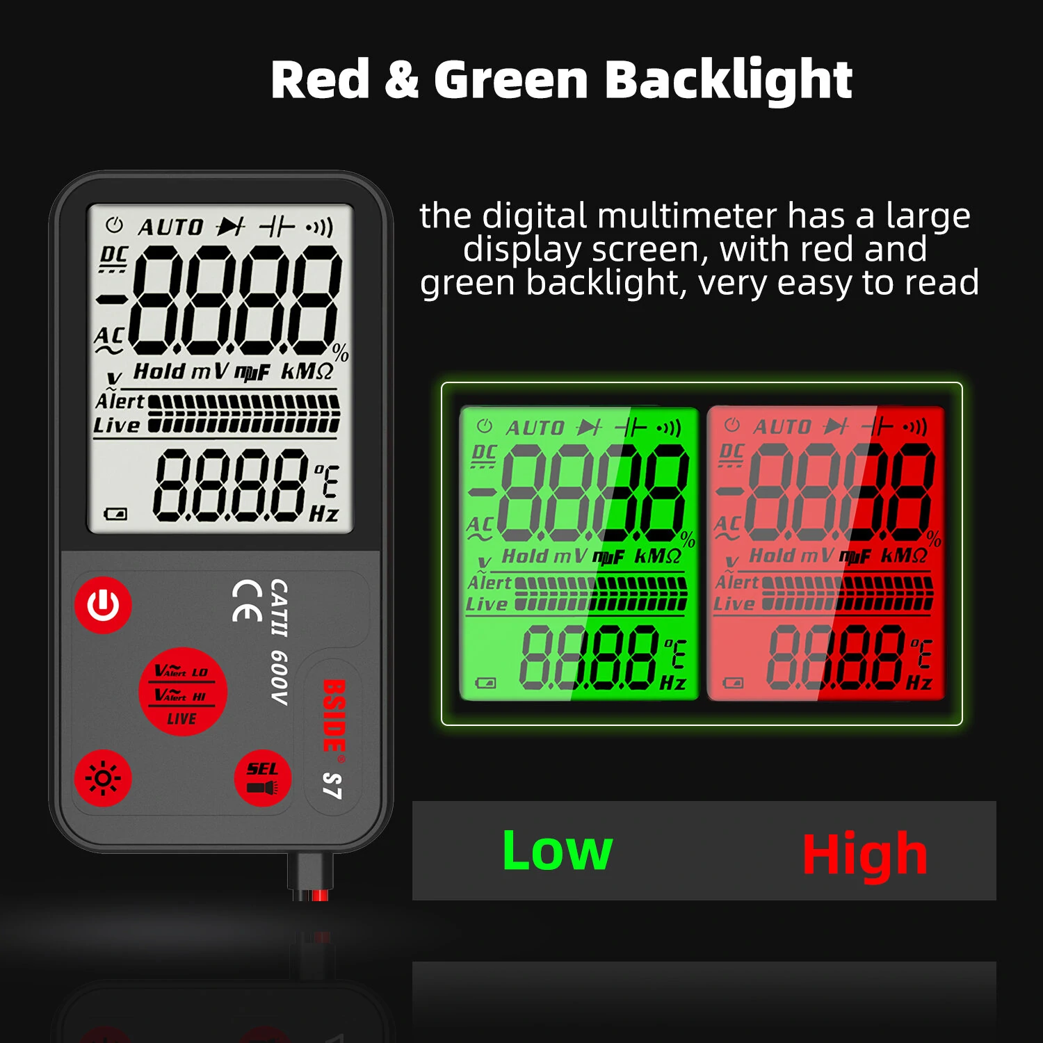 BSIDE S7 Smart Digital Multimeter - True RMS Auto Range AC DC Voltage Tester - Image 3