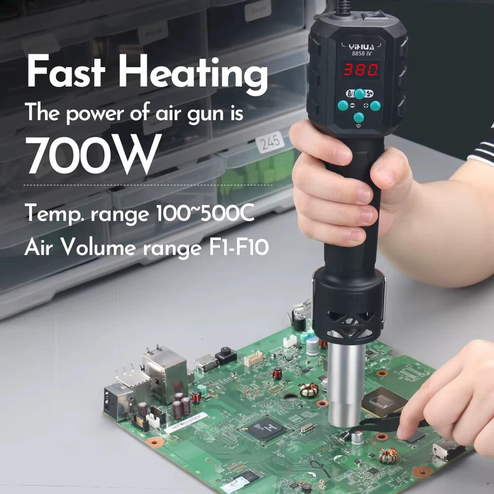 YIHUA 8858IV Hot Air Gun | 700W Digital Rework Station with LED Display - Image 2