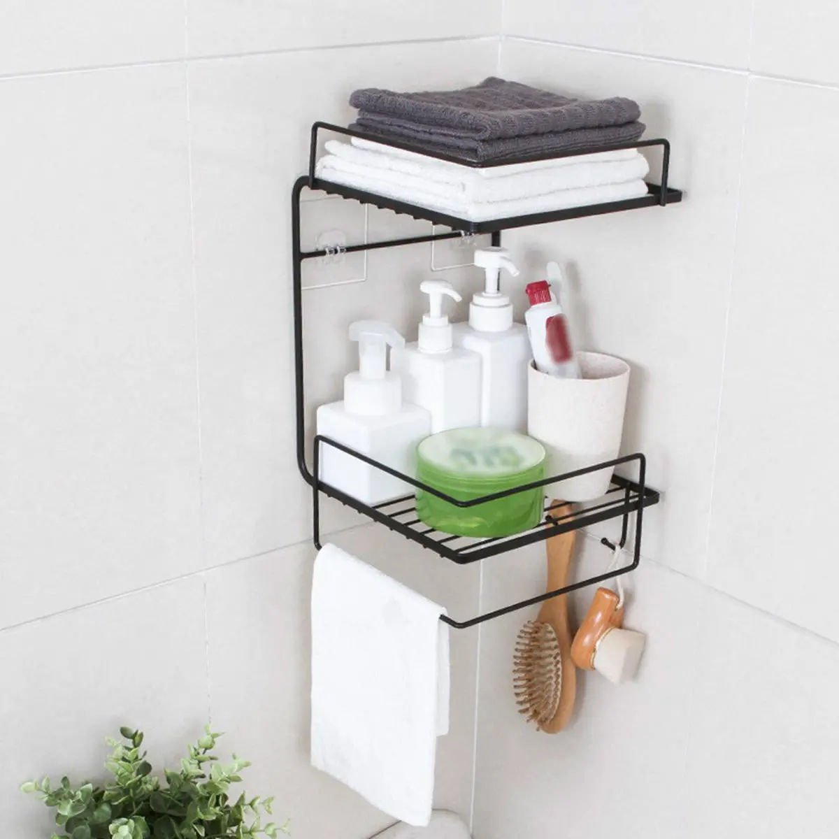 Wall-Mounted Bathroom & Toilet Shelf - Perforation-Free Corner Rack for Kitchen - Image 2