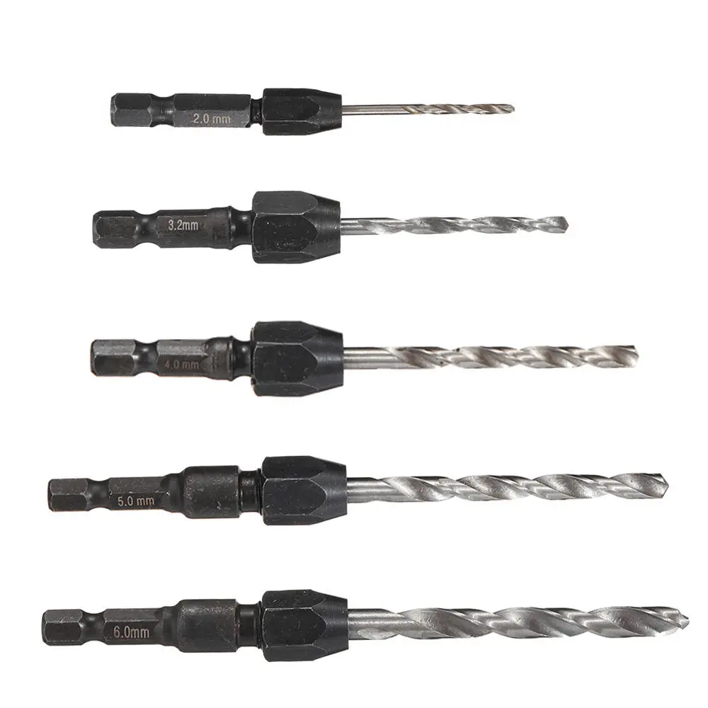 5Pcs HSS Quick Change Twist Drill Bit Set - Hex Shank 2/3.2/4/5/6mm - Image 3