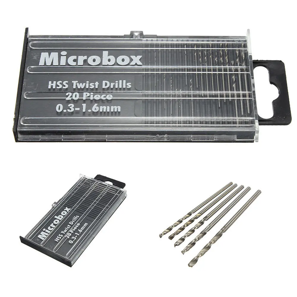 20pcs Micro HSS Twist Drill Bits Set | 0.3-1.6mm Straight Shank - Image 2