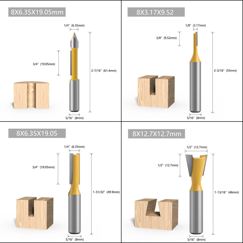 24pcs 8mm Shank Router Bit Set - Professional Woodworking Tools with Wooden Case - Image 3